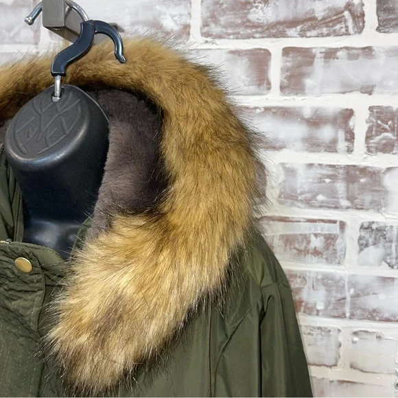 Mossimo Supply Co. Green Utility Jacket with Faux Fur Hood large - Picture 4 of 11